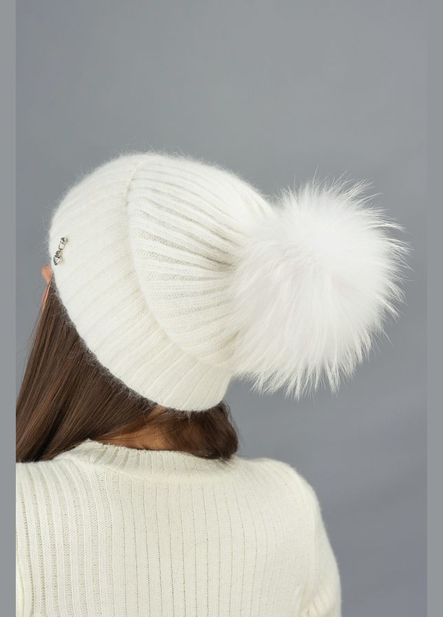 Женская вязаная шапка с отворотом и бубоном Пеппи Braxton (325404034)