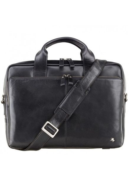 Кожаная сумка для ноутбука 13" ML30 BLK Hugo (с зашитой RFID) Чёрная Visconti (303831753)