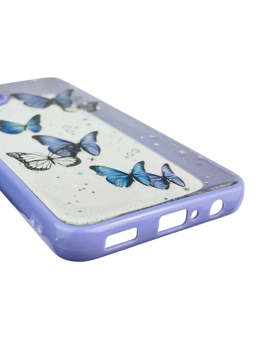 Чохол для Galaxy A05 (SM-A055) з блискітками з метеликами на самсунг а05 бузковий Samsung (366018796)
