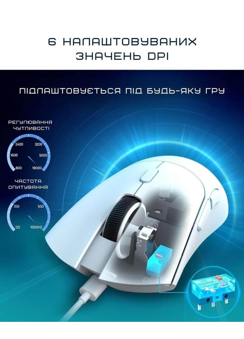 Ігрова бездротова миша R1 White ATTACK SHARK (370202782)