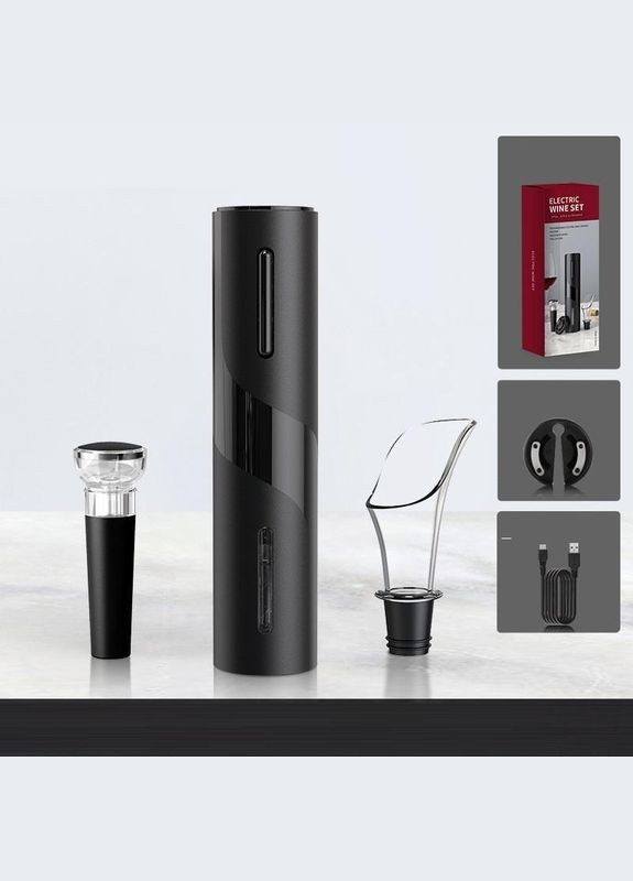 Набор для вина Basimc 4 в 1 электрический штопор с аэратором, пробкой и ножом для фольги (R051396) No Brand (349844033)