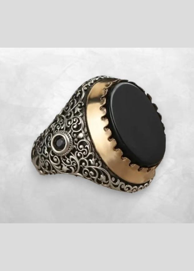 Мужское женское кольцо перстень серебристый с большим красным камнем и в узорах размер 19 Fashion Jewelry (289717584)