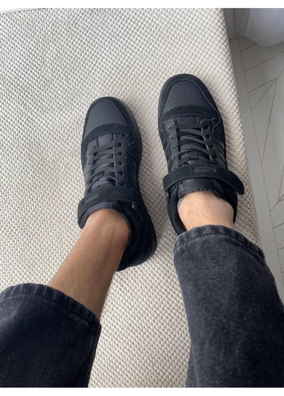 КРОССОВКИ ЖЕНСКИЕ ADIDAS FORUM LOW FULL BLACK АДИДАС ФОРУМ No Brand чёрные демисезоны (367171872)