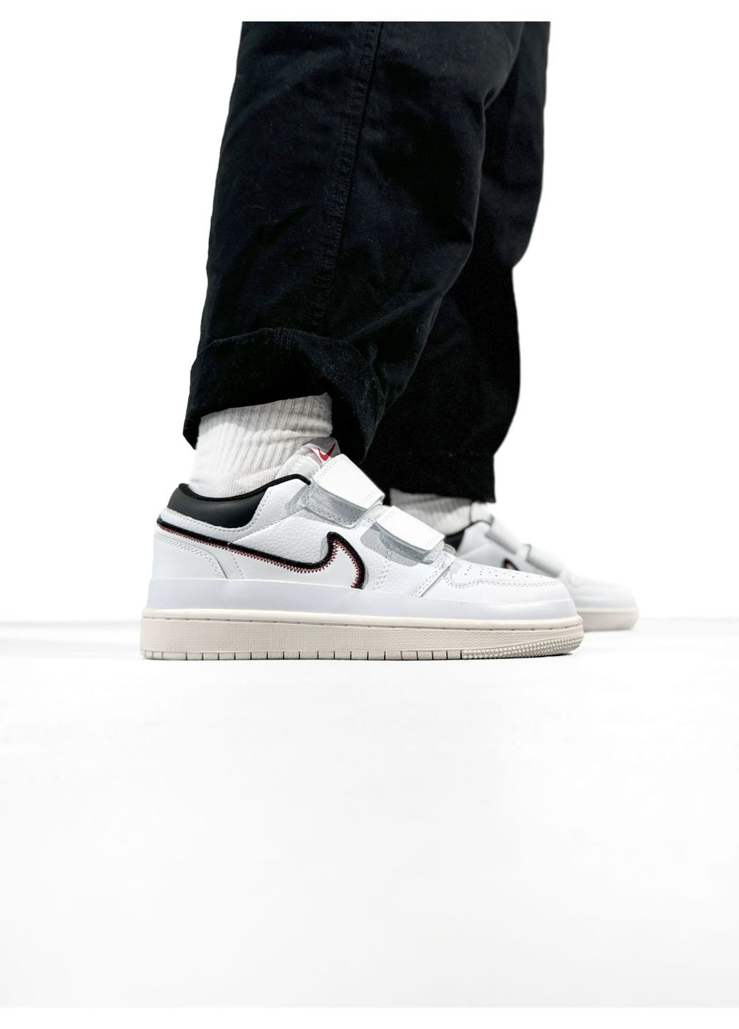 КРОССОВКИ ЖЕНСКИЕ NIKE AIR JORDAN 1 RETRO LOW DOUBLE STRAP WHITE НАЙК АИР ДЖОРДАН No Brand белые демисезоны (368854882)