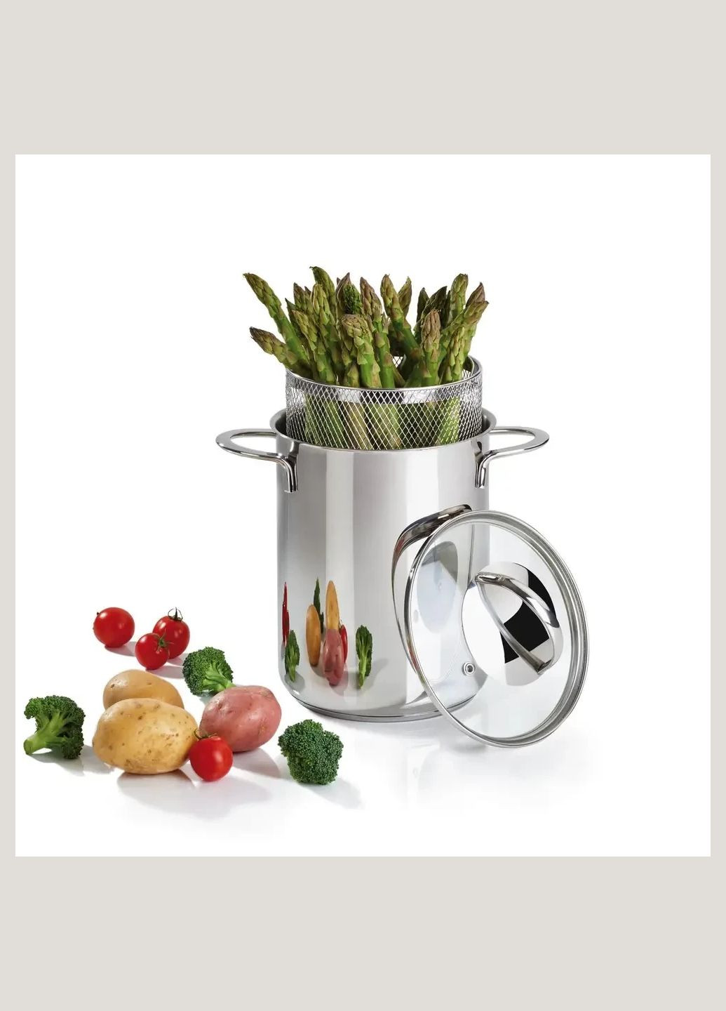 Кастрюля для варки овощей, спаржи 4 л Ø 16*21 см из нержавеющей стали KM-5850 Kamille (342117470)