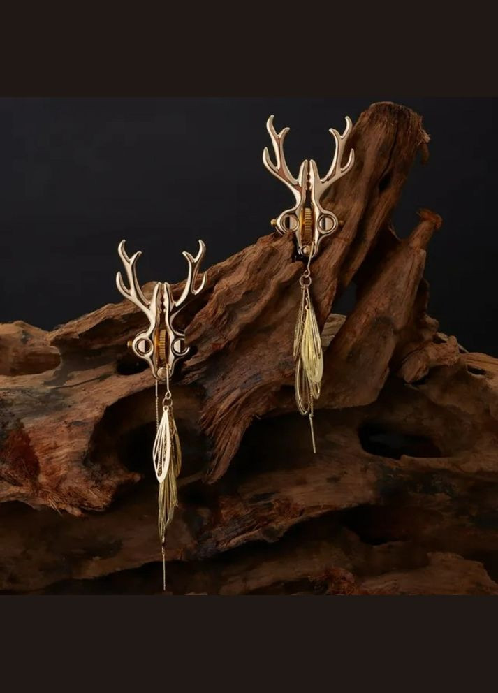 Зажимы для сосков в виде оленей Sevanda Stag Clamps, с подвесками, металлические, золотые CherryLove Lockink (293293813)