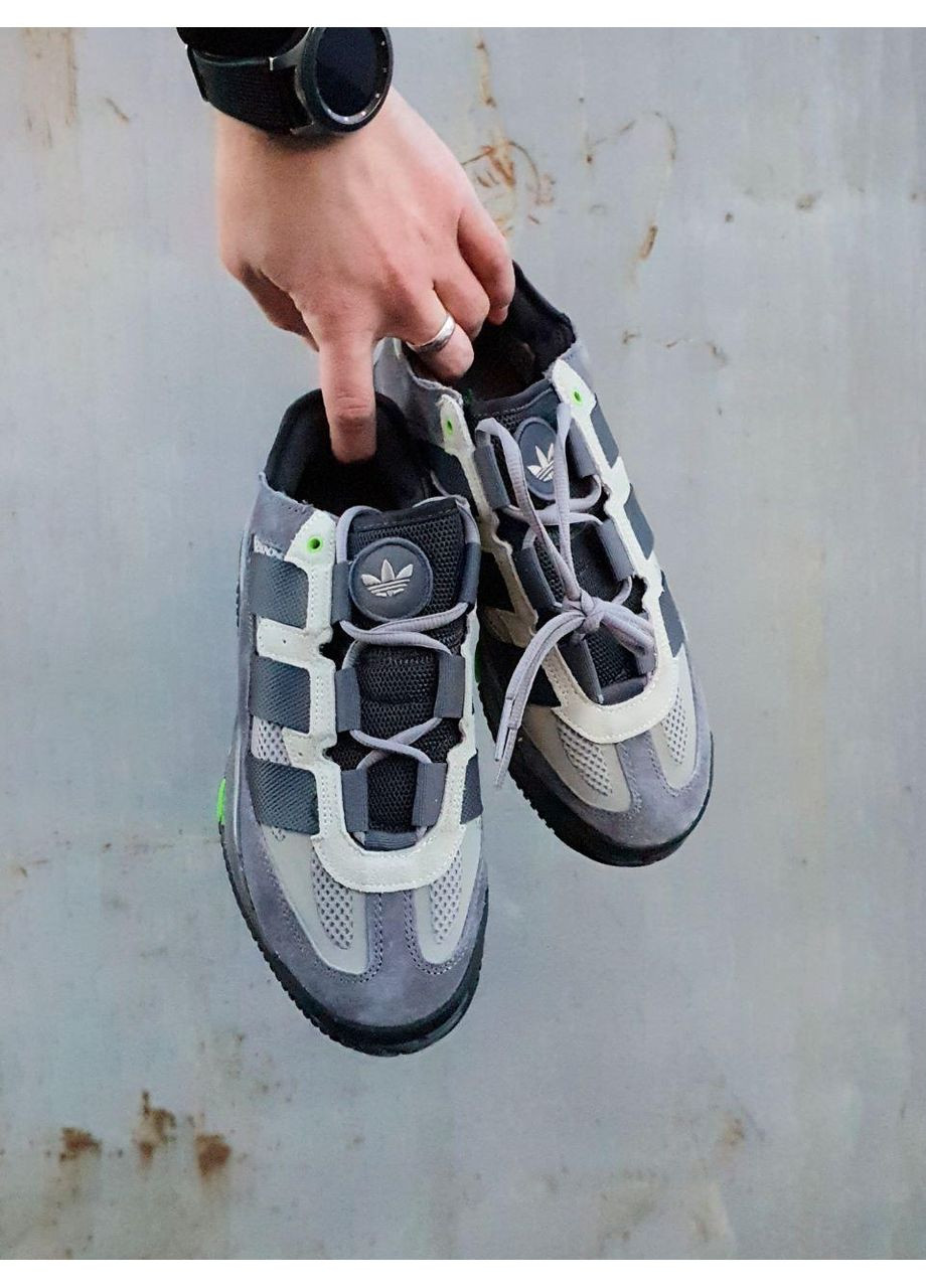 КРОССОВКИ ЖЕНСКИЕ ADIDAS NITEBALL GRAY BLACK LIME АДИДАС НАЙТБОЛ No Brand чёрные демисезоны (369389583)