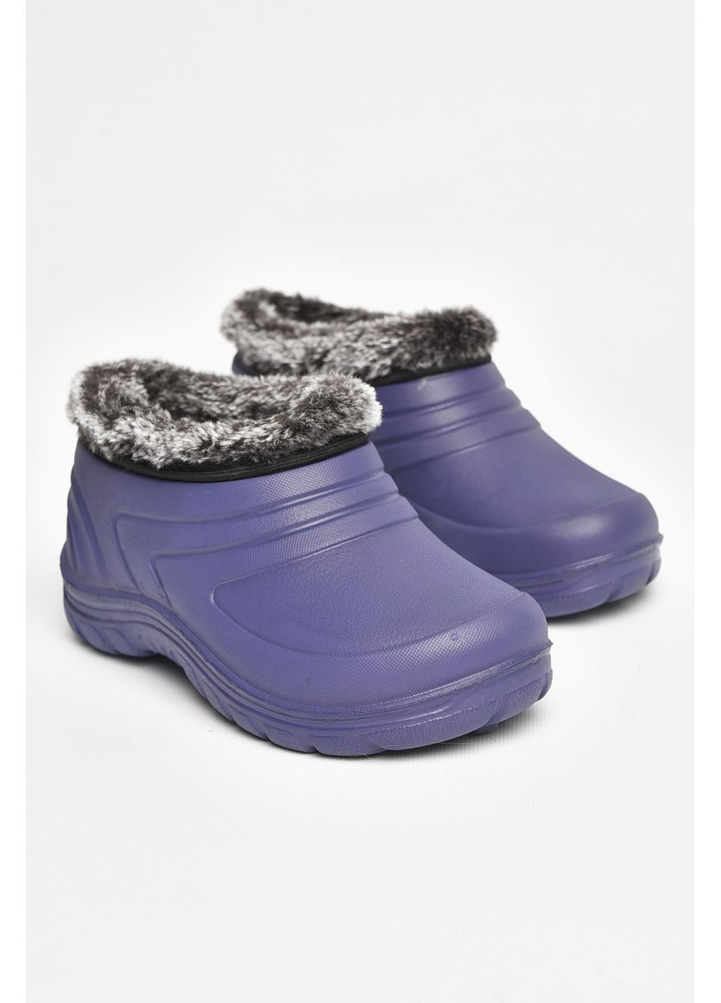 Фиолетовые калоши детские на меху фиолетового цвета Let's Shop со шнурками