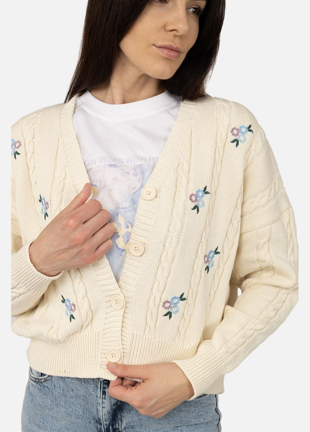 Кардиган жіночий колір молочний CB-00267790 Yuki (319084268)