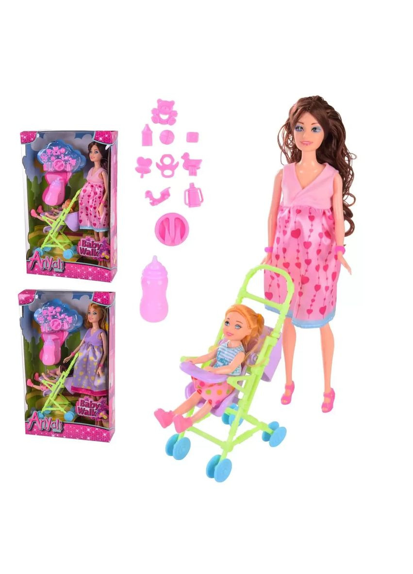 Игрушка кукла с детьми в коляске и аксессуары Anyali Love 131-3 высота 29 см в ассортименте No Brand (362432013)