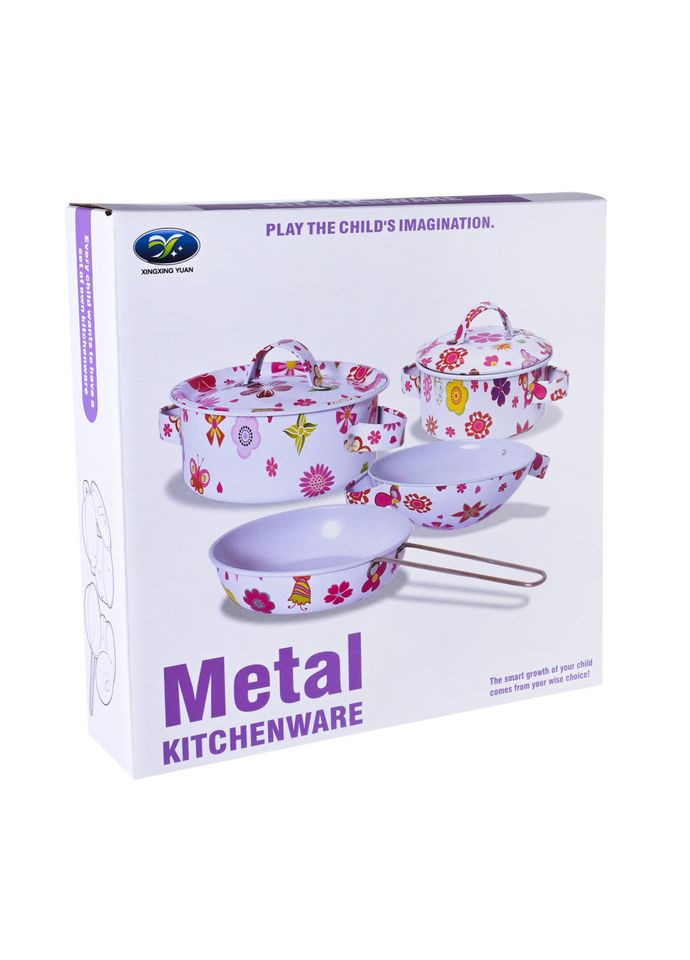 Дитячий набір посуду Kitchenware білий каструля сковорода для гри та творчості ігровий набір Bambi (368760442)