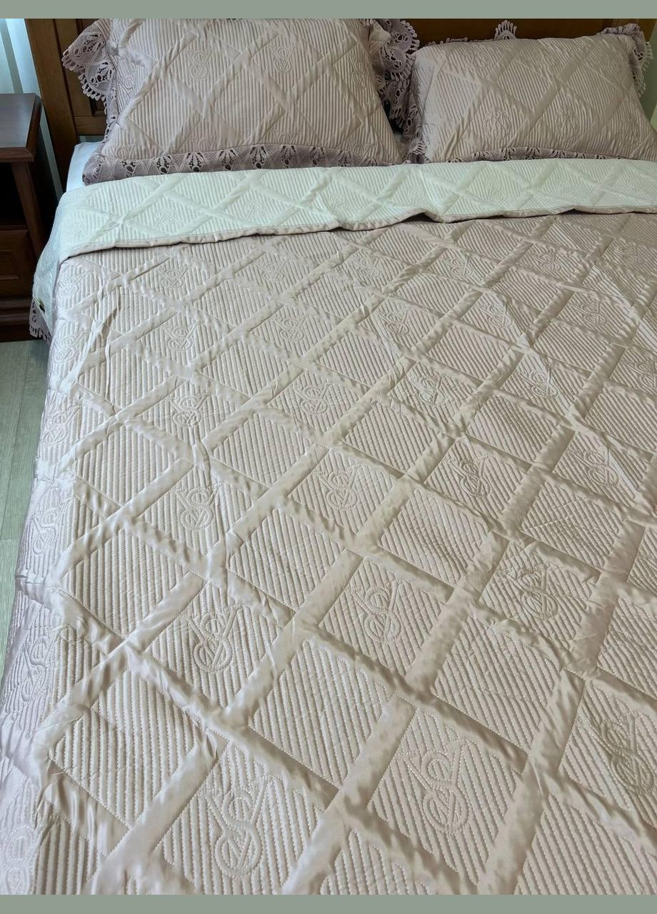 Плед із наволочками євро 220х240 см пудра (П-M-velurEvro5070-53) No Brand (306633897)