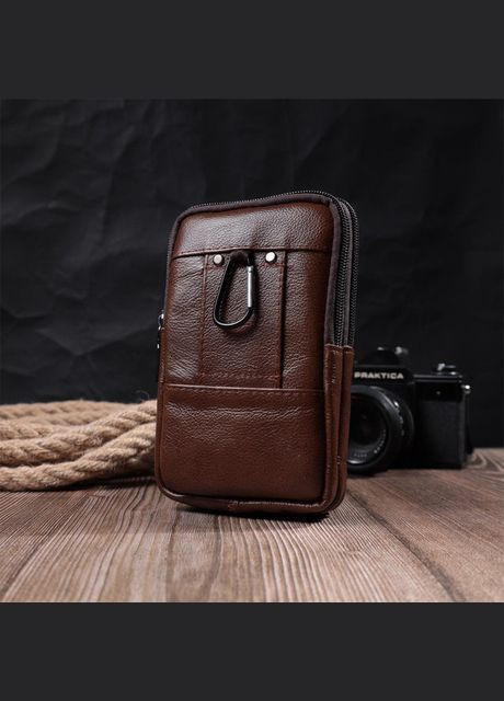 Сумка для телефону на ремінь чоловіча для документів шкіряна сумочка Коричневий 35947 Vintage (337671219)