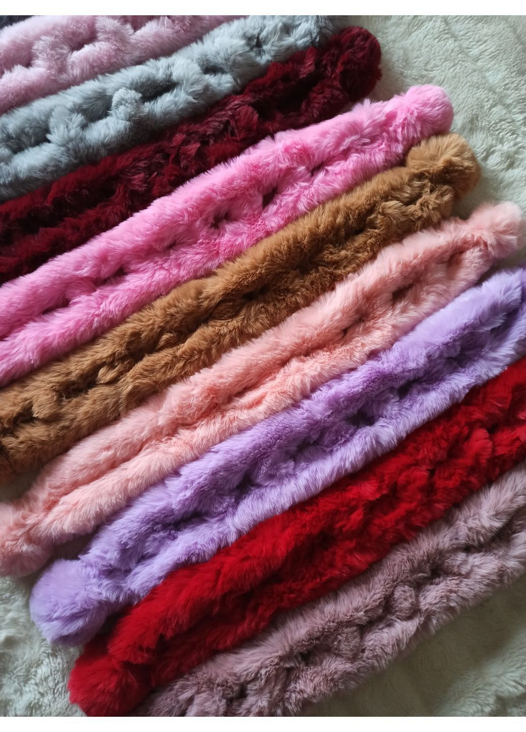 Пухнастий дитячий шарф зі штучного хутра кролика, універсальний розмір, рожевий колір No Brand (364543009)