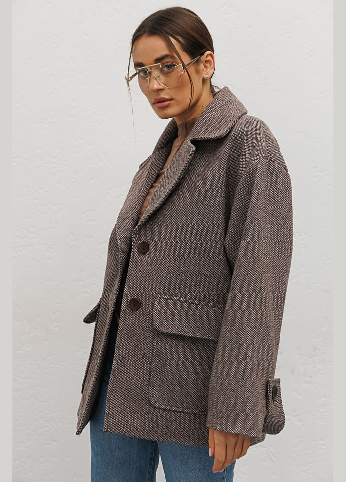 Коричневое демисезонное Женское короткое пальто oversize Arjen