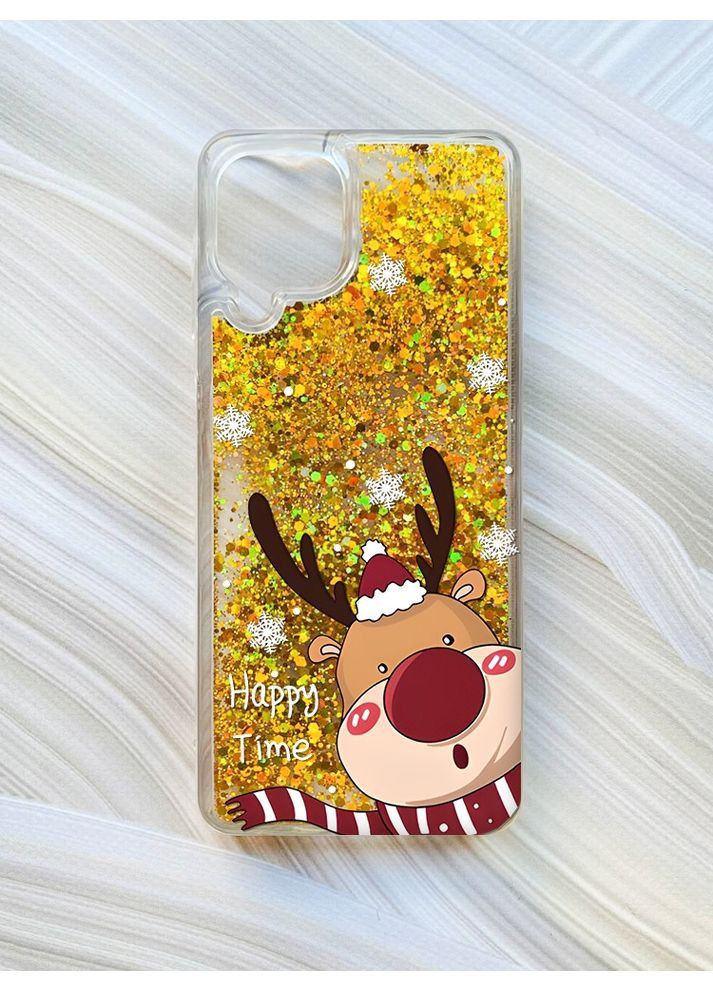 Чехол с плавающими золотыми блестками на Samsung Galaxy A22 4G/M22/M32 Зимний оленёнок (принт 155) CASE CONTROL (362963790)