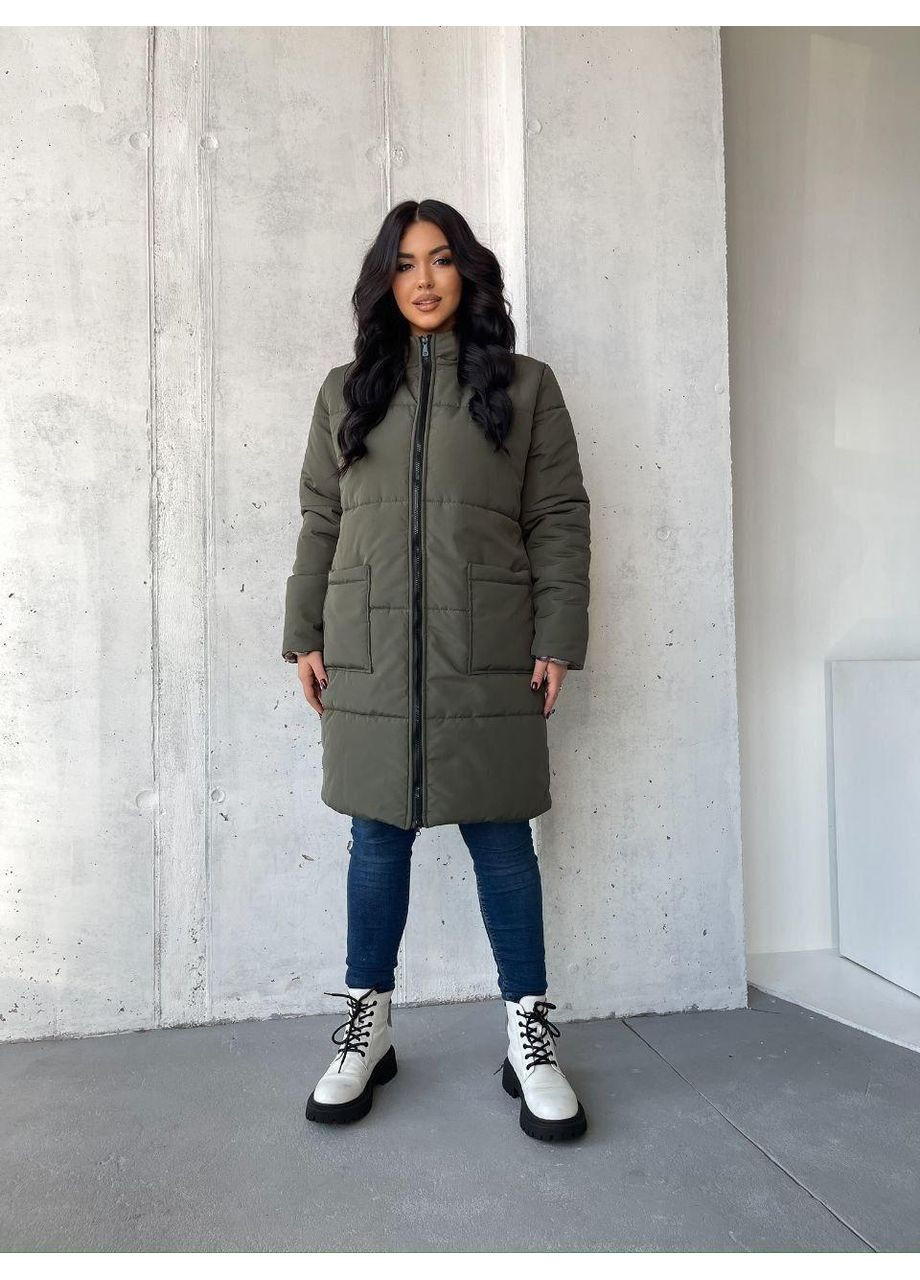 Оливкове (хакі) зимнє Тепле зимове пальто Sofia