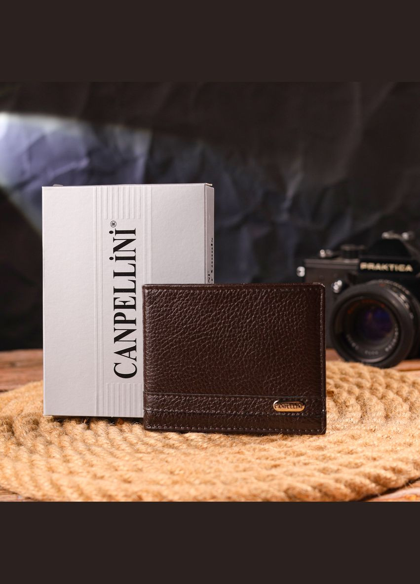 Надійний затиск із натуральної зернистої шкіри коричневий 21517 Canpellini (329198227)
