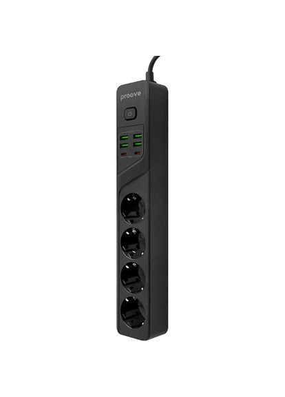 Сетевой фильтр Power Socket P-04 (4 розетки + 4 USB + 2 Type-C) 2М (black) Proove (372465481)