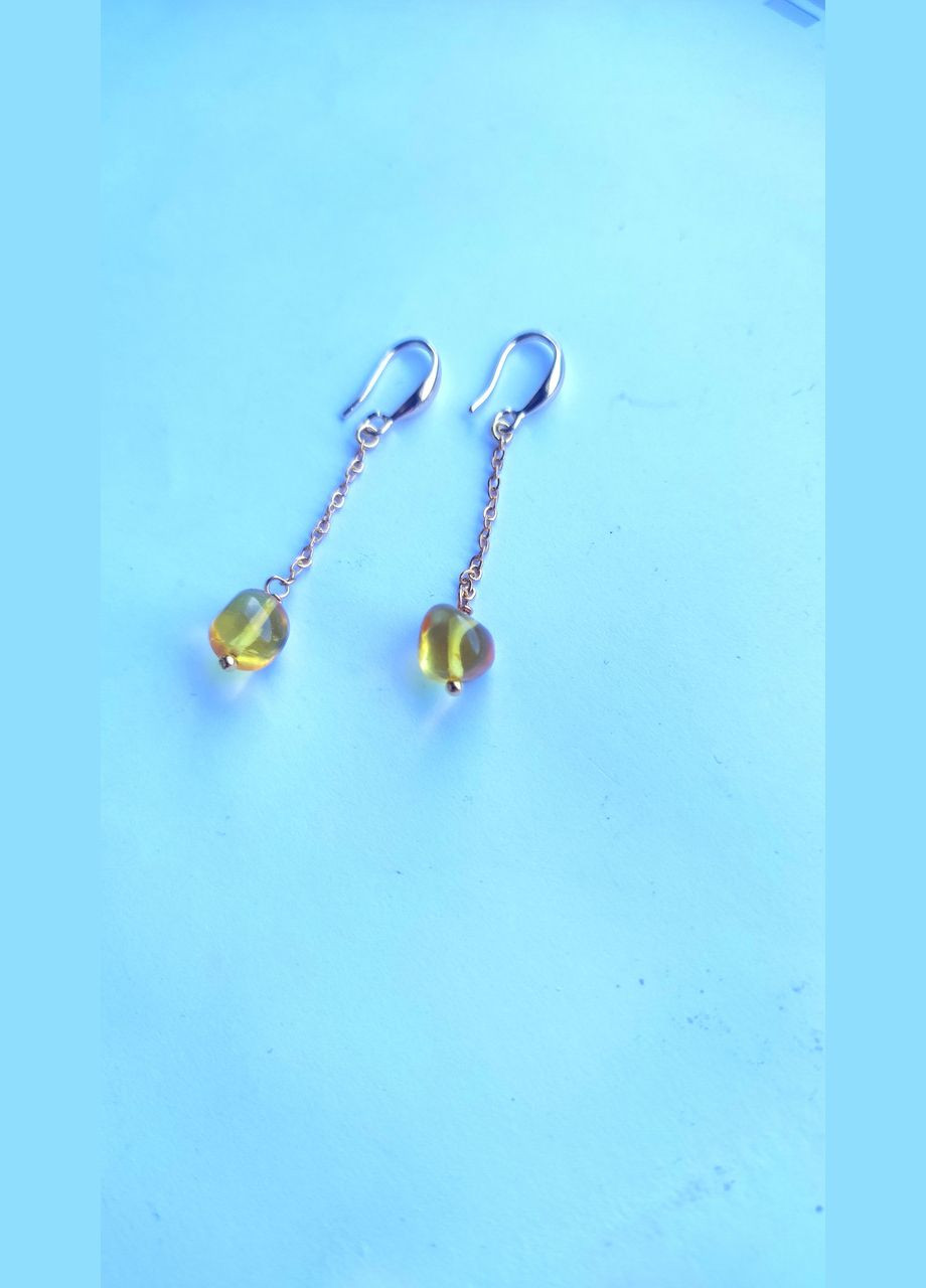 Серьги 2276 из натурального янтаря Медовый оттенок MINOV (311310465)