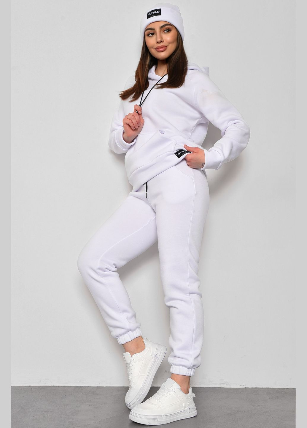 Спортивный костюм женский тройка на флисе белого цвета Let's Shop (285692154)
