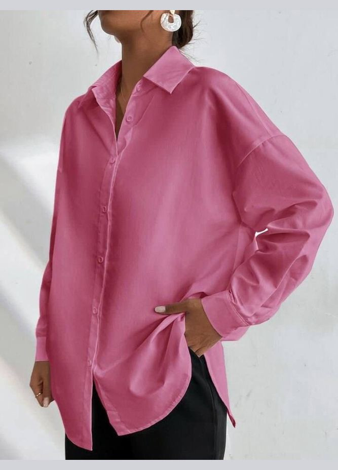 Рожева женская рубашка из софта цвет малина р.48/50 451188 New Trend