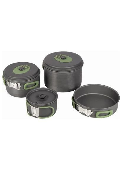 Набір туристичного посуду (2200241) Bo-Camp Explorer 4 Pieces 21 Hard Anodized Grey/Green (370014999)