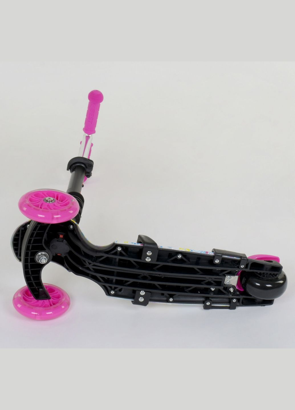 Самокат 5в1 62310. Абстракція, 3 PU колеса з підсвічуванням. Рожевий Best Scooter (291985633)