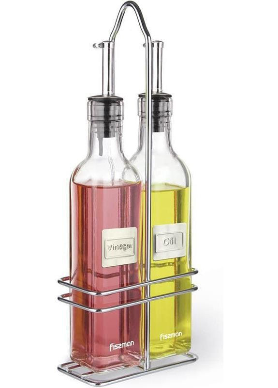 Набір 2 скляні пляшки для масла і оцту 2х250мл на металевій підставці Fissman (330139246)