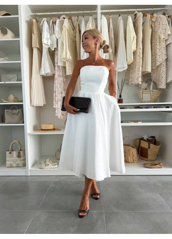 Белое женское платье креп костюмка No Brand