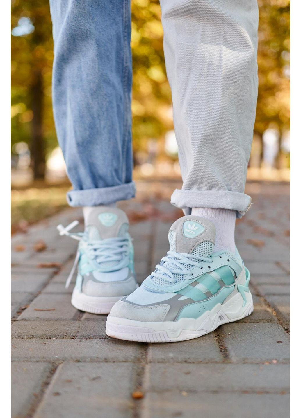 Білі Осінні кросівки чоловічі adidas niteball 2 light blue адідас найтбол No Brand