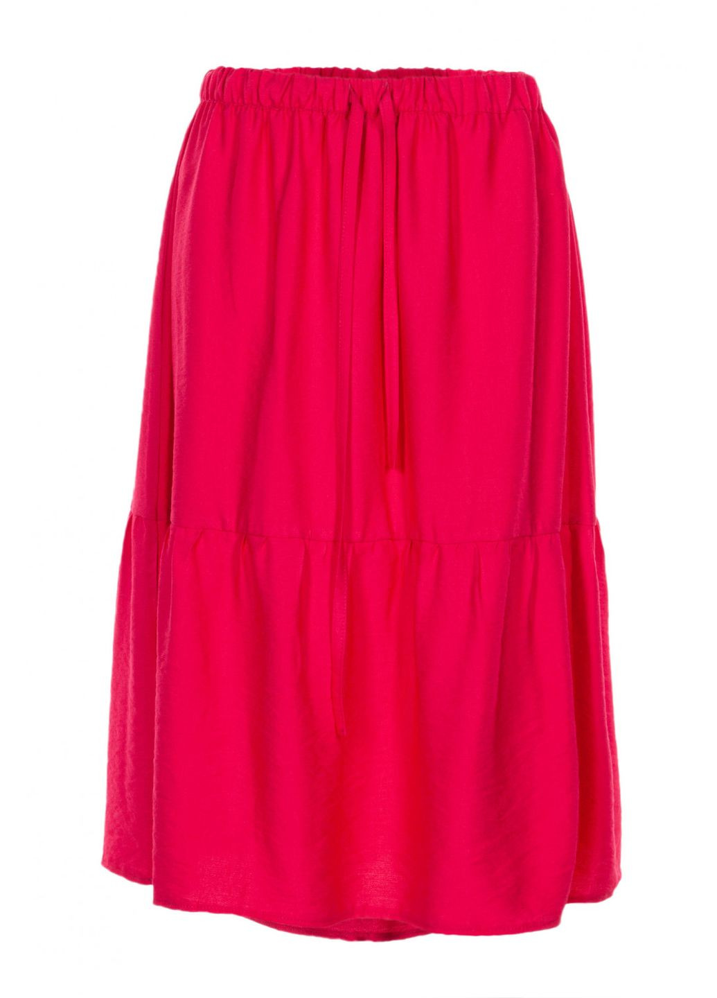 Малиновая повседневная женская юбка с рюшей, широким кроем и поясом (ll197550011) LadyLike