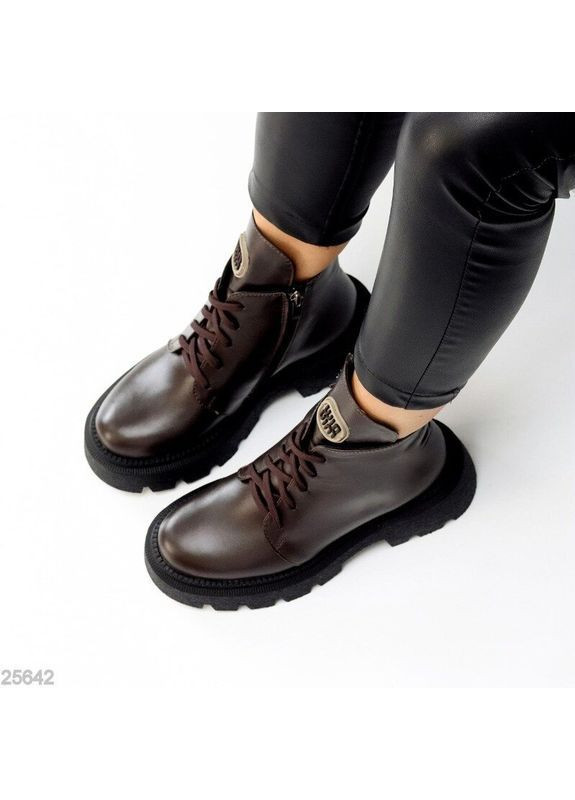 Зимові шкіряні коричневі черевики, зимові ботінки коричневі, ботінки шоколад, зимові черевики код 25642 Garti (365727292)