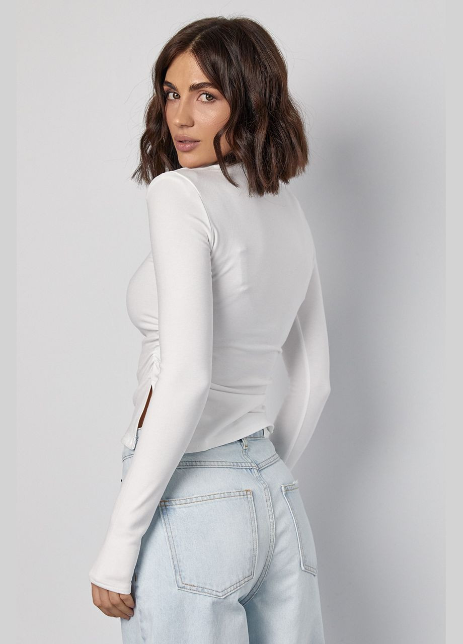 Женская водолазка с драпировкой и асимметричным вырезом спереди Lurex (317211747)