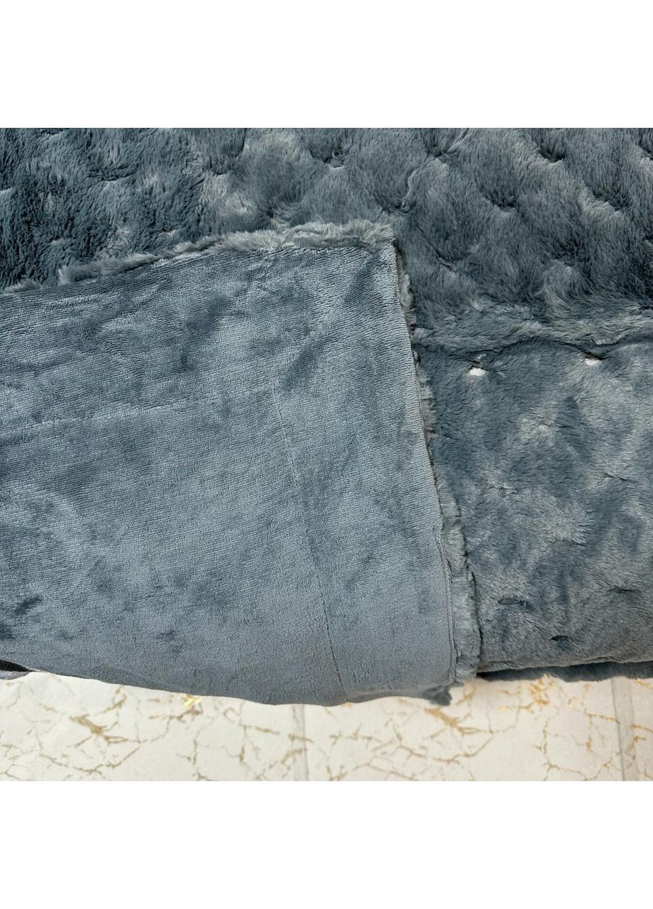 Стильне покривало графітового кольору "Luxury Fur" з 3D-Ворсом, Євро 200х230 см– миттєвий затишок та стиль! No Brand (368565103)