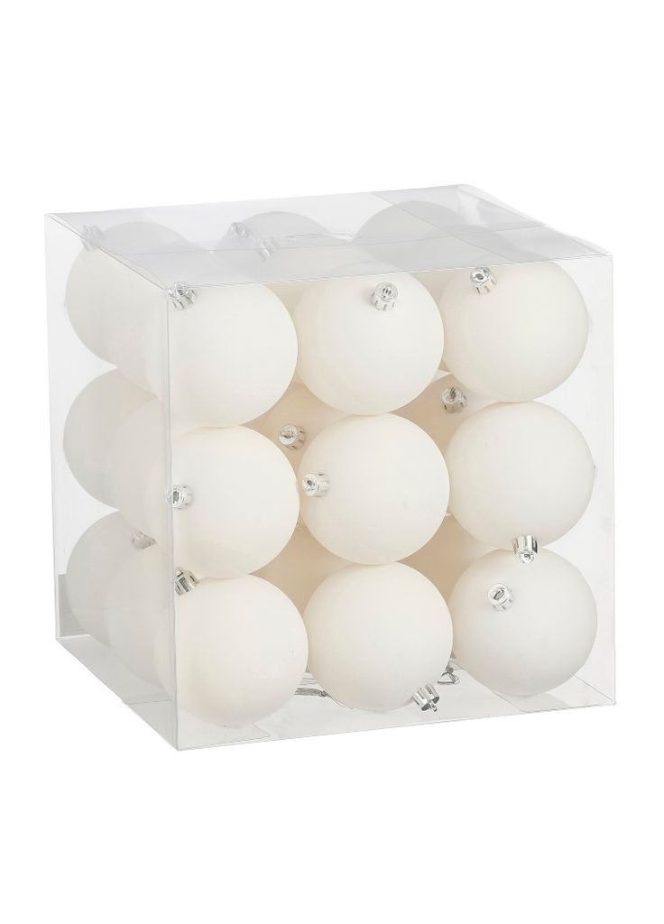 Ялинкові пластикові кульки комплект 27 шт, Ø 6 см, білі MICA Decorations (369765182)