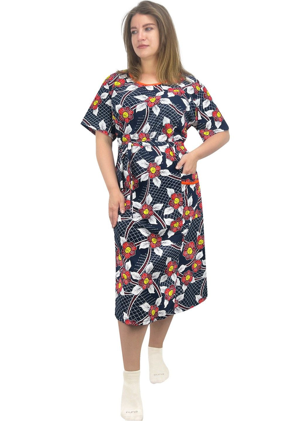 Темно-синее повседневный платье женское цветы Жемчужина стилей с цветочным принтом