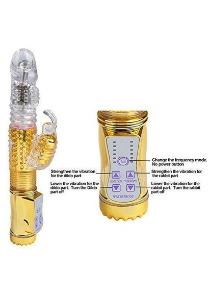 Вибратор двойной Секс Машина Bingo Sex Machine с вращением и поступательными движениями Золотой No Brand (303883152)