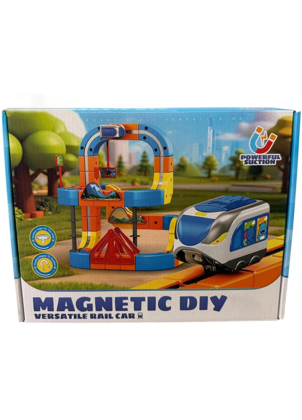 Конструктор RIAS Magnetic DIY Rail Car з поїздом 82 деталі Blue-Orange (3_08394) No Brand (400400597)