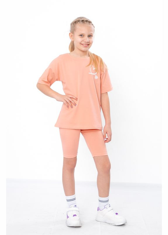 Бежевий літній комплект для дівчинки (футболка+велосипедки) Носи своє
