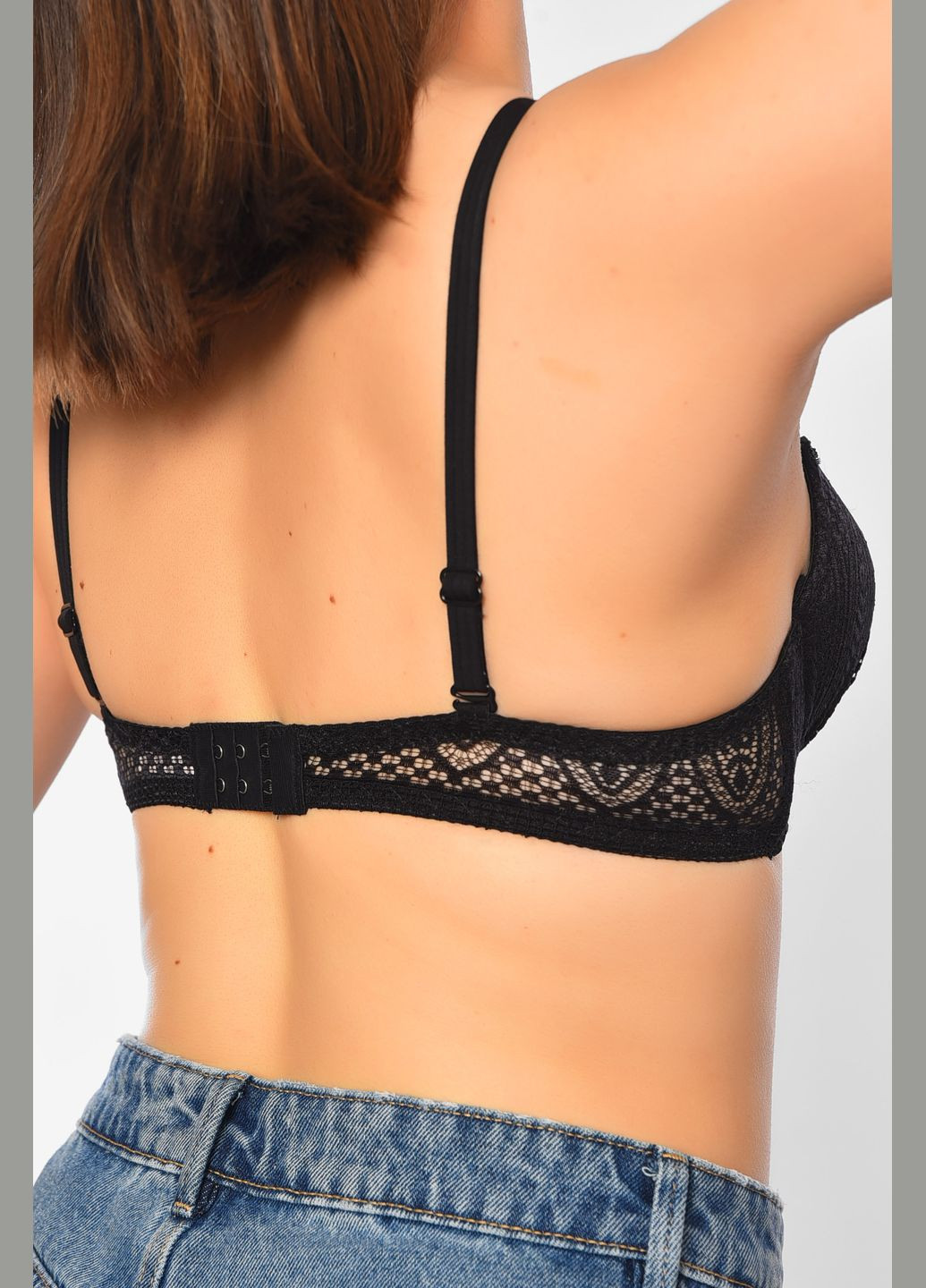 Чёрный бюстгальтер женский чёрного цвета чашка в Let's Shop хлопок