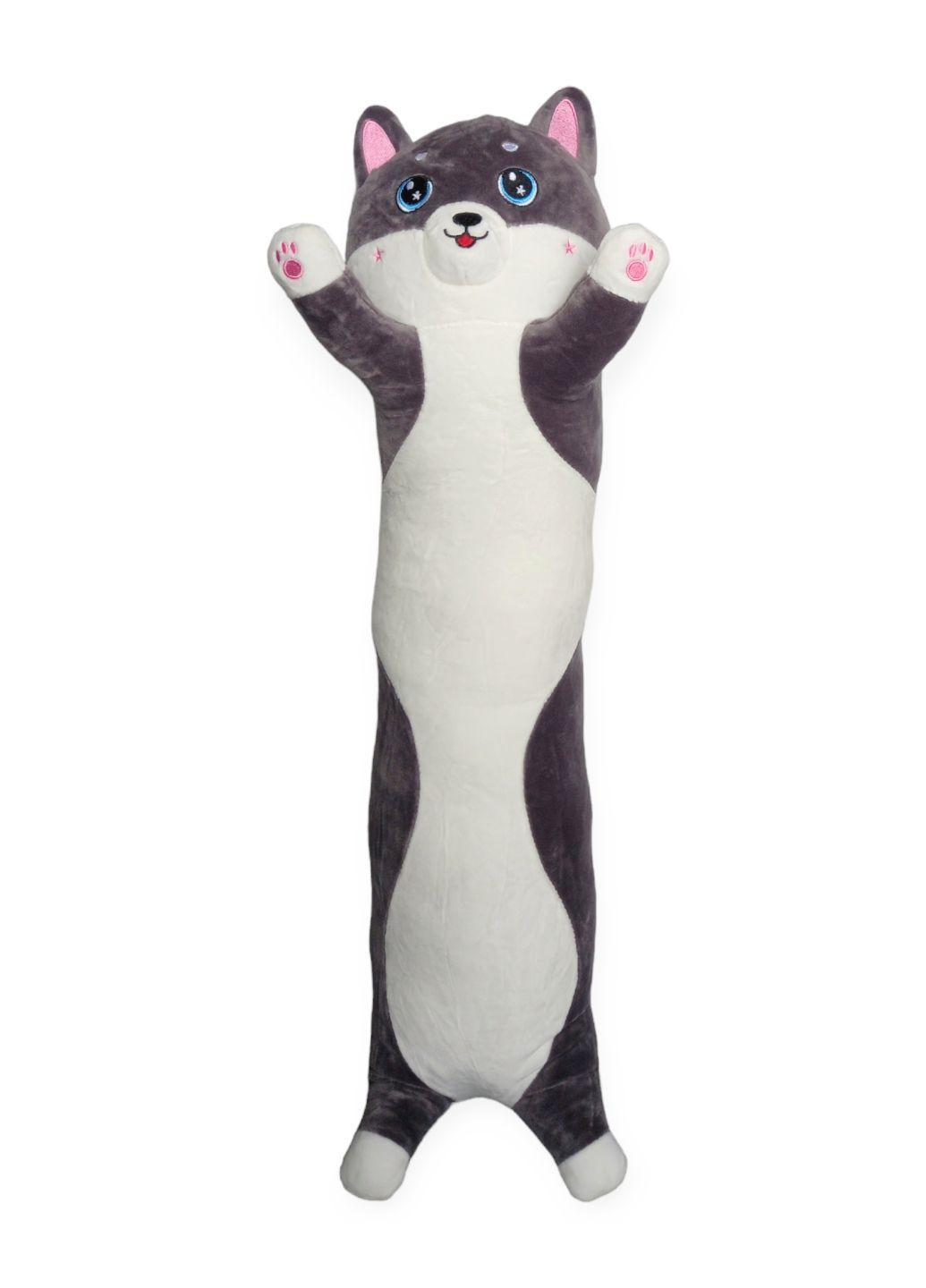 Кот батон 90 см с объемной мордочкой 3Д 3D мягкая игрушка антистресс подушка плюшевый котик обнимашка графит No Brand (290186422)