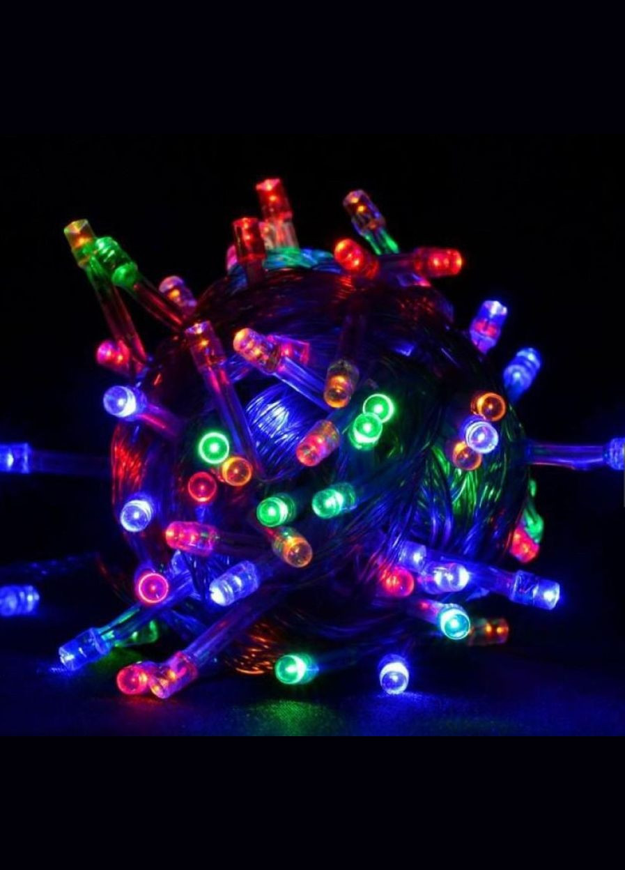 Гірлянда 🎄 на 100 Лед лампочок, 💙💛💚❤️різнокольорова на темному проводі. Свято вже скоро!!! No Brand (350354733)