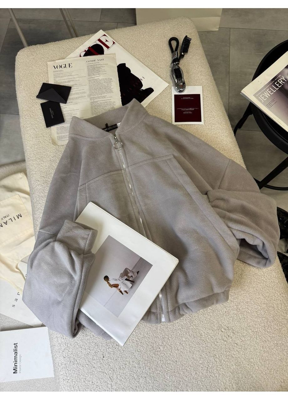 Женский бомбер оверсайз из двустороннего флиса на молнии MonCher на молнии (369934099)