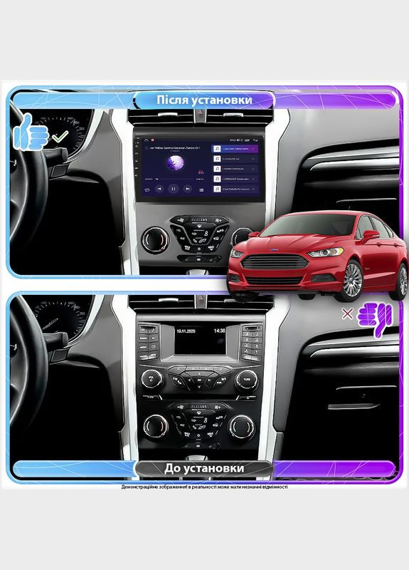 Штатна магнітола 9" для Ford Fusion (North America) II Рестайлінг 2016-2020 1/16Gb Wi-Fi GPS Base 4 шт. Lesko (336204242)