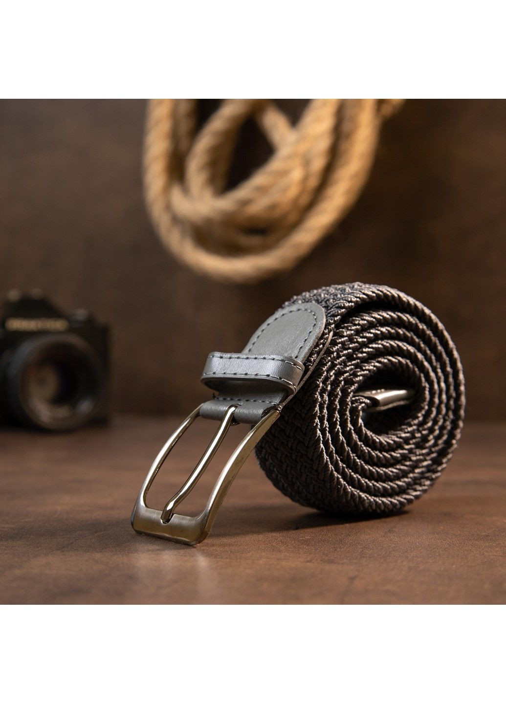 Текстильний чоловічий ремінь класика 20522 Сірий Vintage (292849740)
