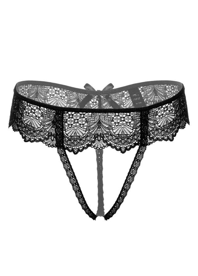Трусики з відкритою інтимною зоною S/M Delphine Daring Intimates, чорні No Brand (303881923)