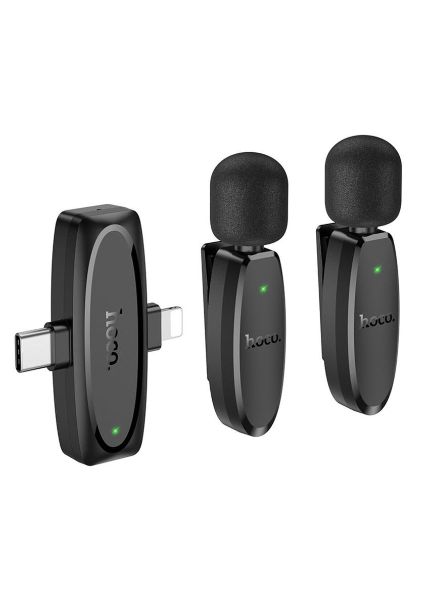 Беспроводная микрофонная система Dual-mic clip-on Wireless Digital Microphone (iP/Type-C) Black Hoco L15 (329996921)