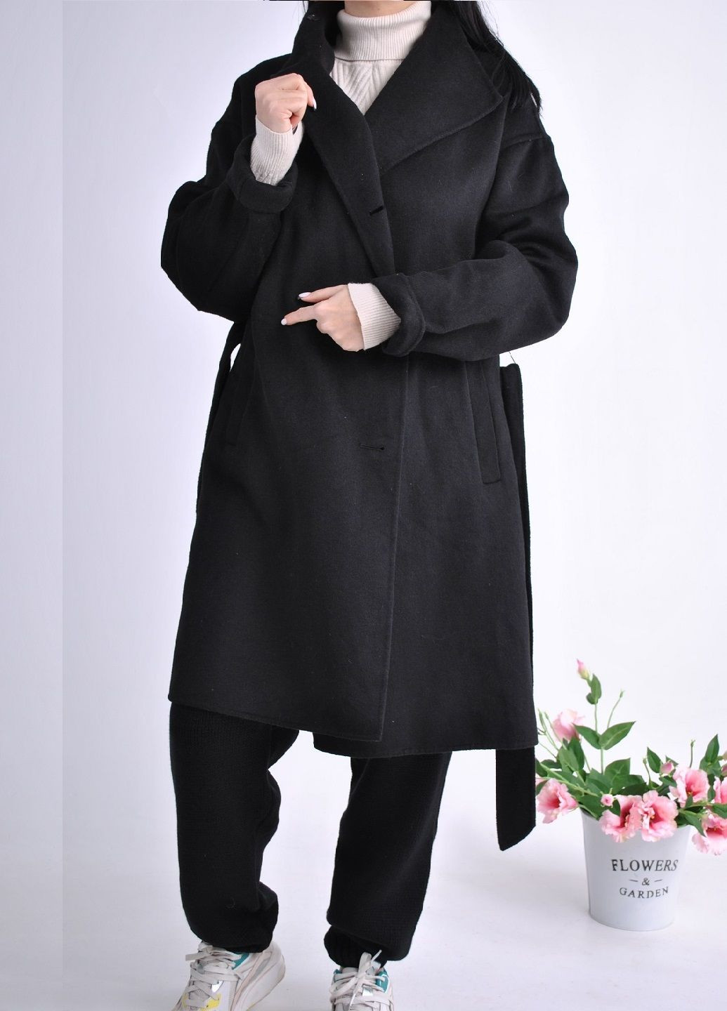 Черное демисезонное Пальто-кардиган Camaieu