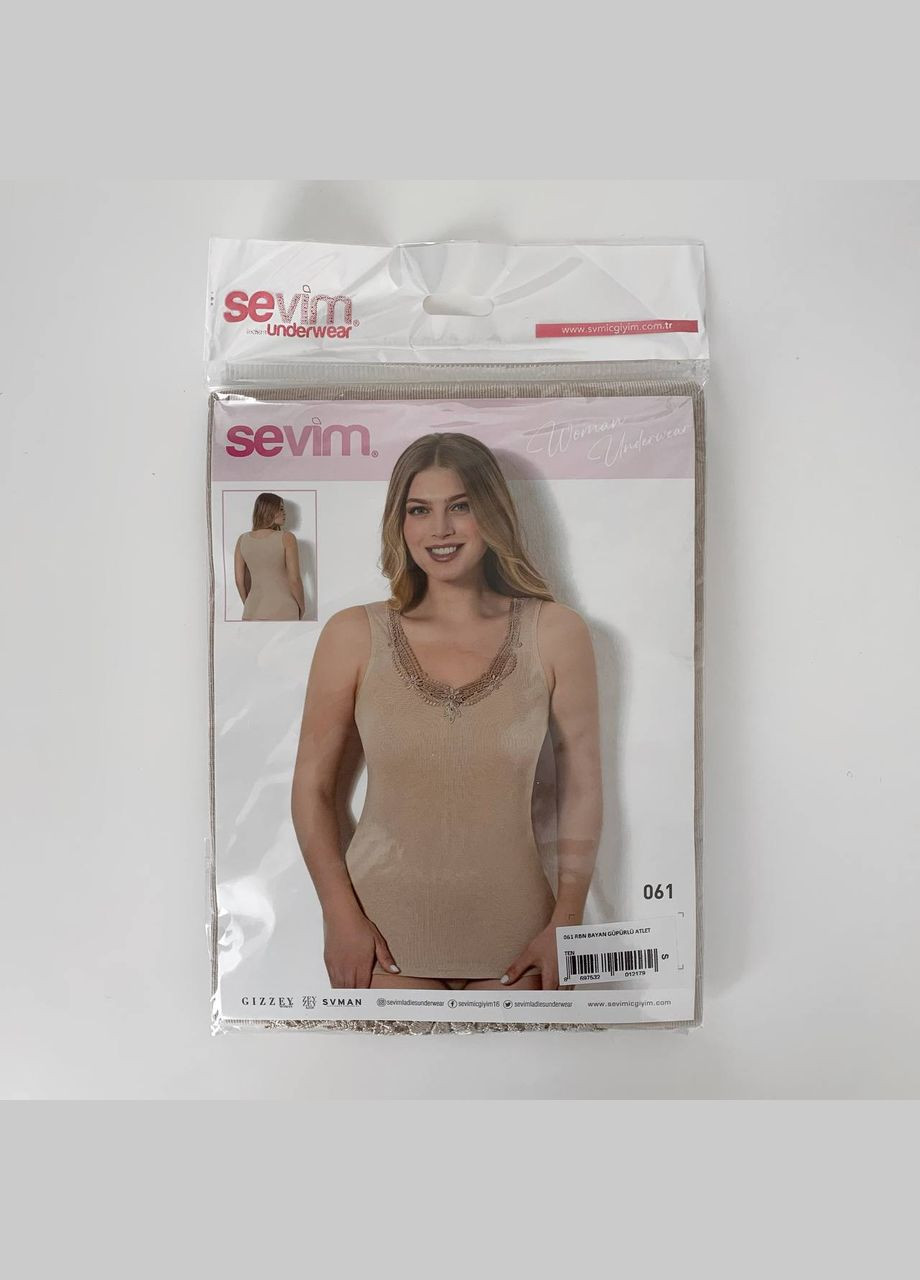 Майка бежева жіноча з мереживом Sevim — 304997364